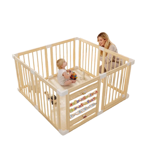 Shop Babyeap Foldable Wooden Baby Playpen, 71"x47" at GoodBuy Gear