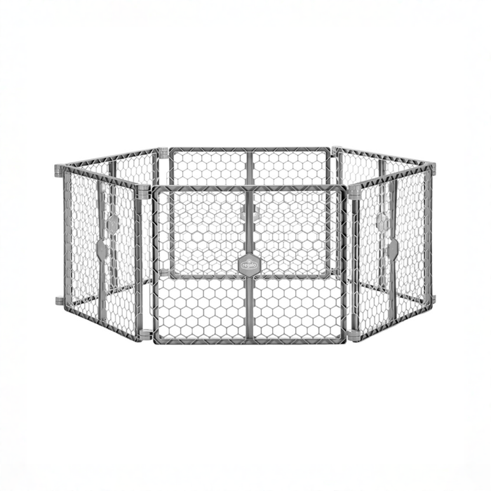 Shop Regalo 2-in-1 Plastic Play Yard and Safety Gate, Gray at GoodBuy Gear