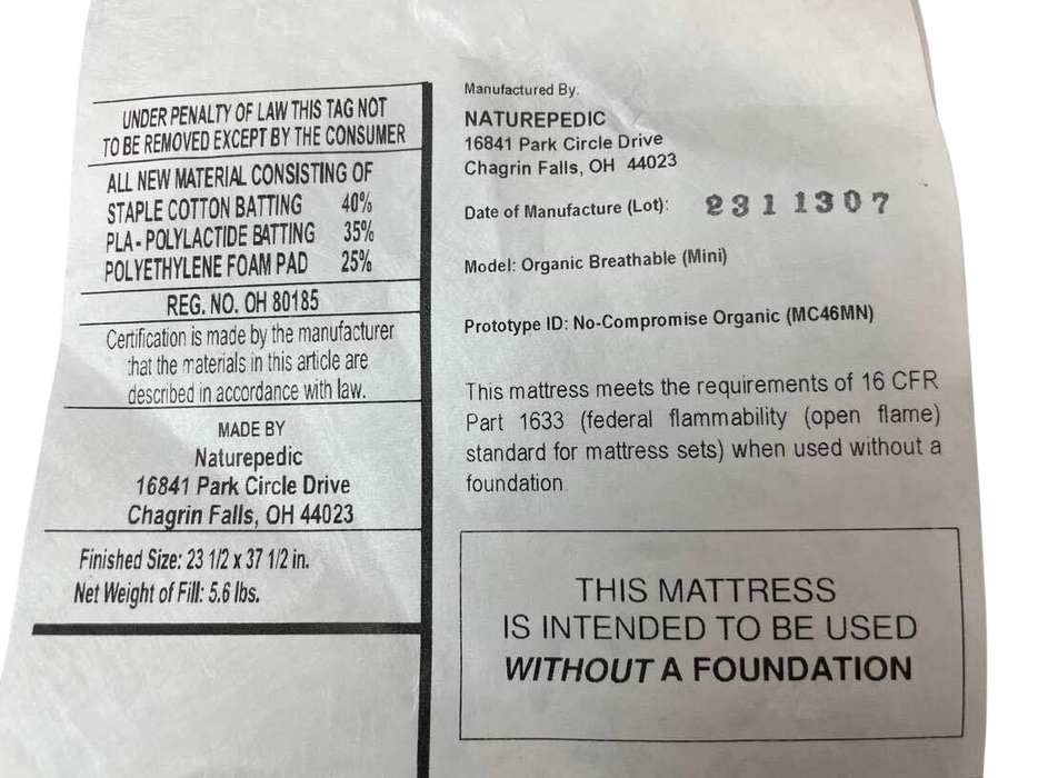 Shop Naturepedic Organic Mini Crib Mattress at GoodBuy Gear