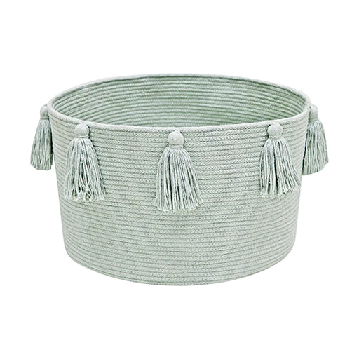 Shop Lorena Canals Tassels Basket, Blue Sage, 1’ H x 1’ 6” D at GoodBuy Gear