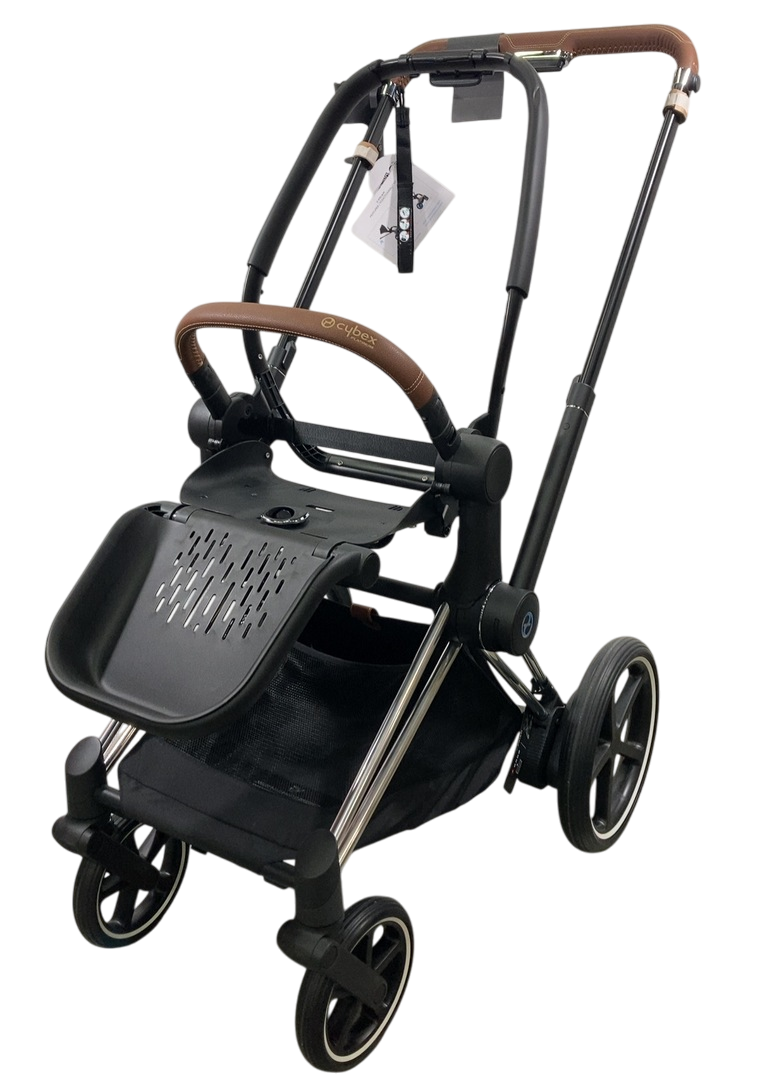 cybex frame only Cybex E-PRIAM Stroller Frame Only, 2023, Chrome With Brown Details, with Battery