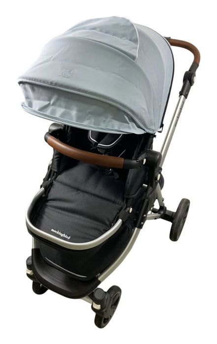 Mockingbird Single 2.0 Stroller, 2025, Silver With Penny Leather, Sky, Windowpane