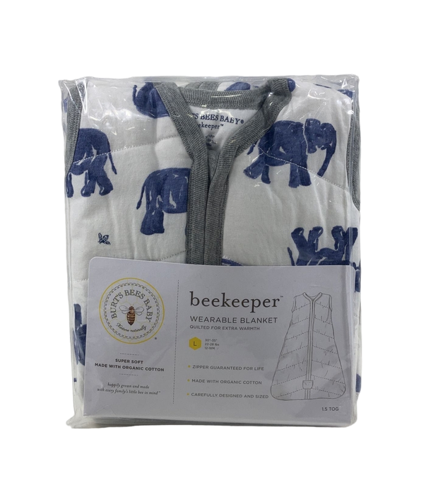 Burt's Bees Baby Beekeeper Wearable Blanket, Large, 1.5 TOG (Medium Weight), Wandering Elephant Blue