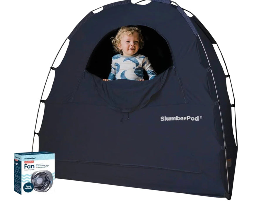 SlumberPod 3.0 Sleep Canopy with Fan, Black with Gray Accents