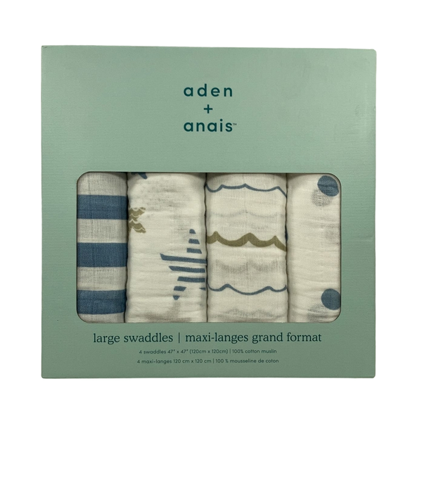 used Aden + Anais Large Cotton Muslin Swaddle 4pk, Rock Star