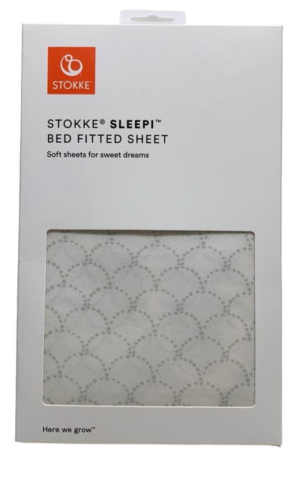 used Stokke Sleepi Fitted Sheet, Fans Grey, V3