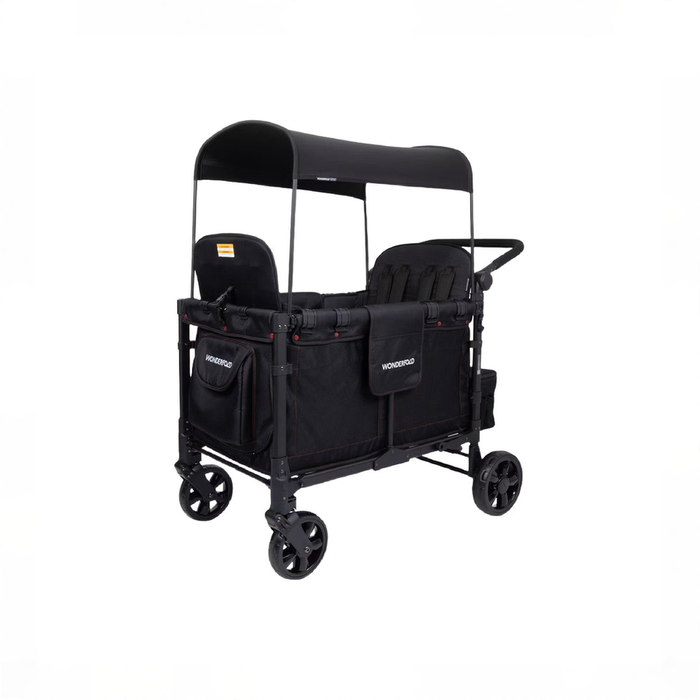Shop Wonderfold W4 Elite Stroller Wagon, 2025, Black with Red Stitching at GoodBuy Gear