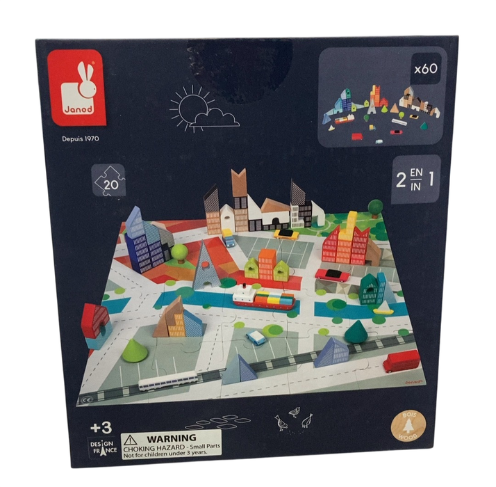 Shop Janod 60 Kubix Blocks + City Puzzle, J08304 at GoodBuy Gear