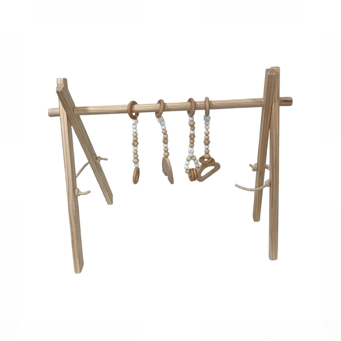 Shop Poppyseed Play Wooden Baby Gym, Natural Wood w/ White Toys at GoodBuy Gear