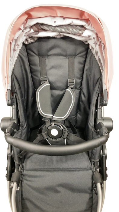 Shop Mockingbird Single to Double 2.0 Stroller, 2024, Bloom, Silver With Black Leather, Watercolor Drops at GoodBuy Gear