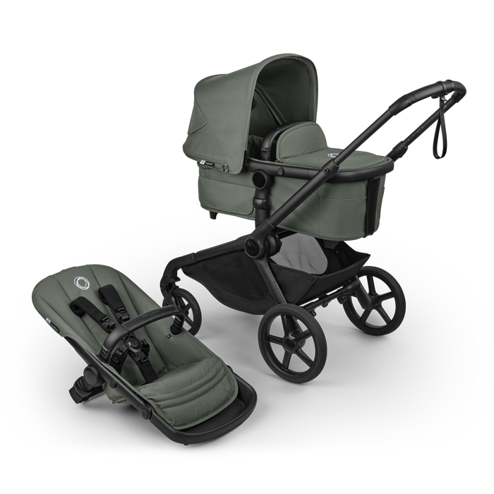 Bugaboo Kangaroo Single To Double Stroller, 2025, Black, Forest Green, Forest Green