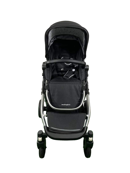 Shop Mockingbird Single to Double 2.0 Stroller, 2024, Silver with Black Leather, Watercolor Drops, Black at GoodBuy Gear
