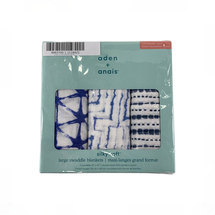 Shop Aden + Anais Silky Soft Swaddles (3 Pack), Indigo Shibori at GoodBuy Gear