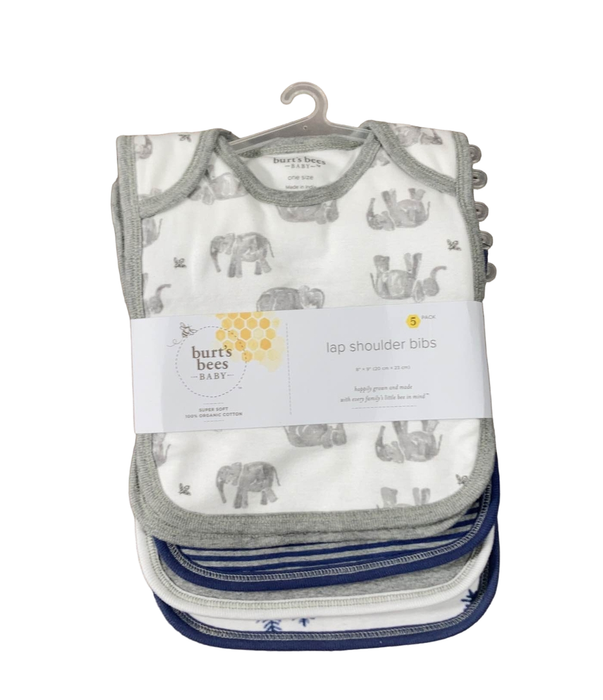 Shop Burt's Bees Baby Organic Lap Shoulder Bib 5 Pack, Wandering Elephants at GoodBuy Gear