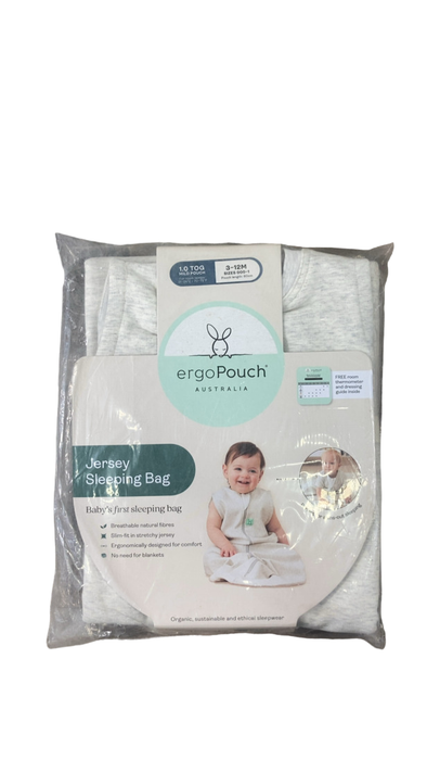 Shop ErgoPouch Jersey Sleeping Bag, Grey Marle, 1.0 TOG, 3-12M at GoodBuy Gear