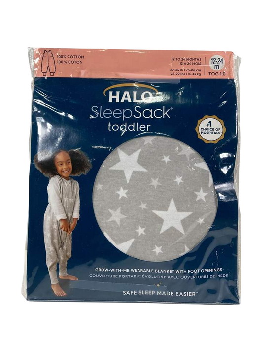 Shop Halo Toddler SleepSack Wearable Blanket, 12-24 Months, Cotton, Grey In the Stars, TOG 1.0 at GoodBuy Gear
