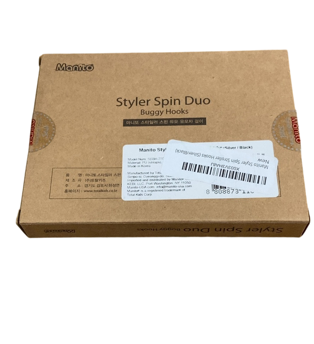 Shop Manito Styler Spin Stroller Hooks, Silver/Black at GoodBuy Gear