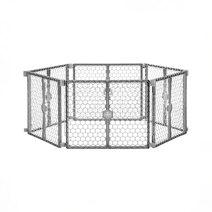 Shop Regalo 2-in-1 Plastic Play Yard and Safety Gate, Gray at GoodBuy Gear