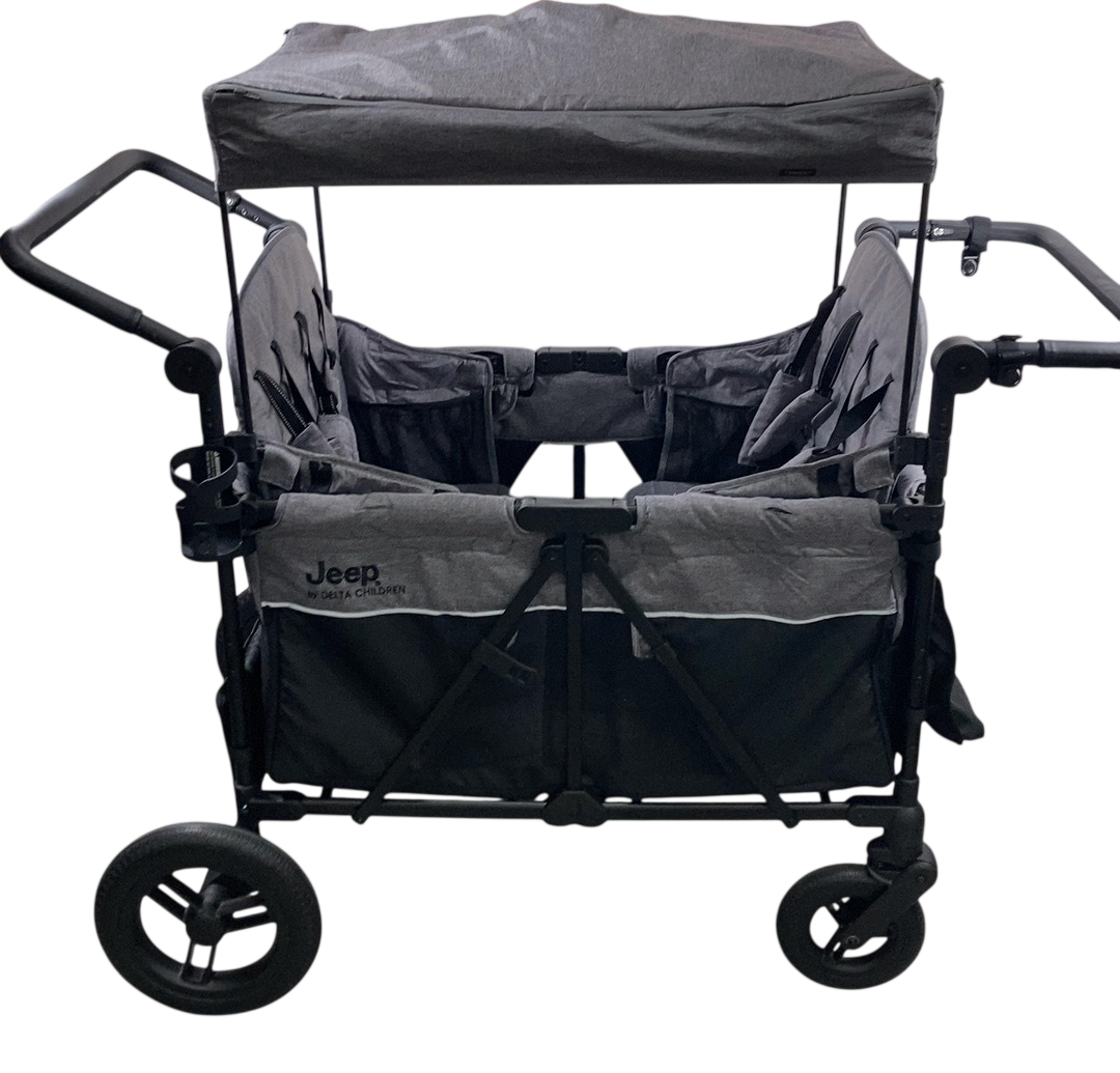 delta stroller wagon policy Delta Children Jeep Deluxe Wrangler Wagon Stroller with Cooler Bag and  Parent Organizer, 4 Seater, Grey