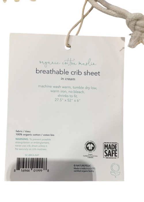 Shop Naturepedic Organic Cotton Crib Sheet, Cream at GoodBuy Gear