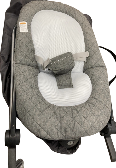 Shop Baby Delight Go With Me Aura Deluxe Portable Rocker & Bouncer, Quilted Charcoal Tweed at GoodBuy Gear
