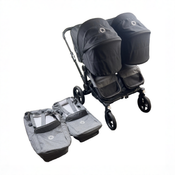 Shop DRAFT - Bugaboo Donkey 5 Duo Stroller, 2022, Black, Grey Melange, Midnight Black at GoodBuy Gear