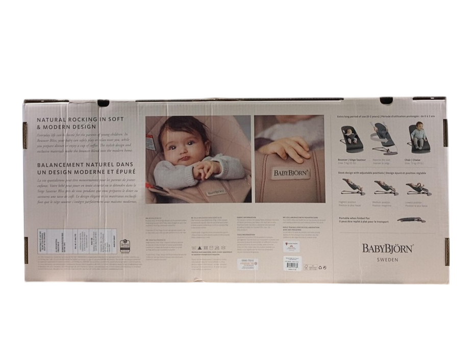 Shop BabyBjorn Bouncer Bliss, Dark Gray Frame, Sand Gray Cotton Classic Quilt at GoodBuy Gear