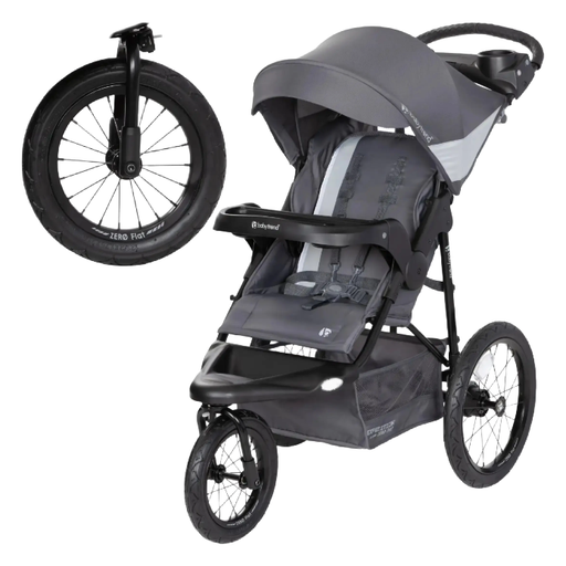 Shop Baby Trend Expedition Zero Flat Jogger with LED Lights, 2025, Dash Grey at GoodBuy Gear