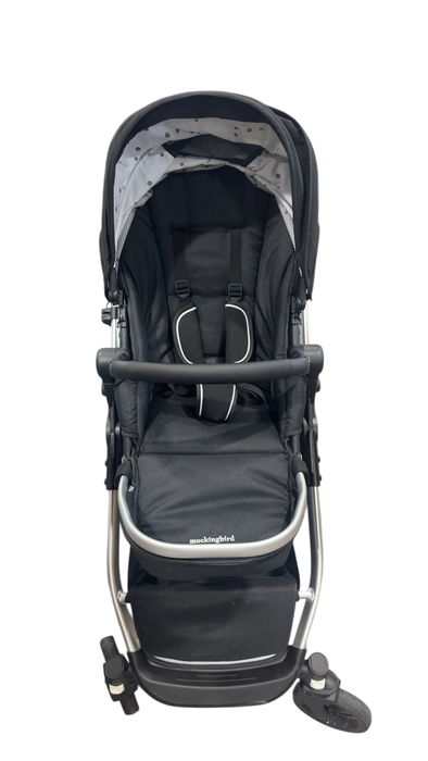 Shop Mockingbird Single to Double 2.0 Stroller, 2024, Black, Silver With Black Leather, Windowpane at GoodBuy Gear