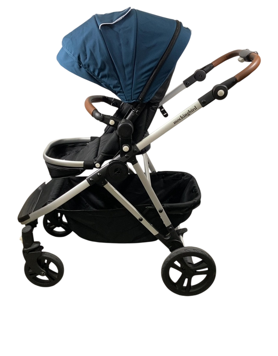 Shop Mockingbird Single to Double 2.0 Stroller, 2024, Sea, Silver With Penny Leather, Windowpane at GoodBuy Gear