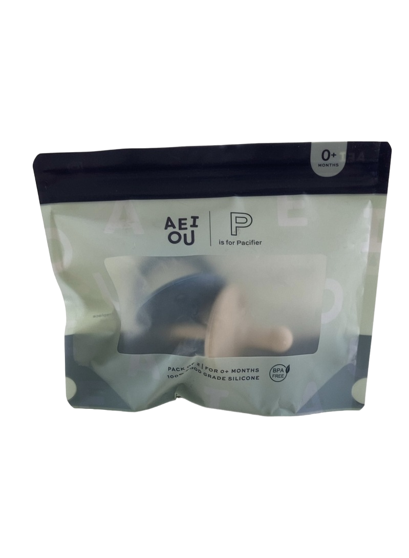 AEIOU Silicone Pacifier, 2-Pack, Sky/Oat Milk — GoodBuy Gear