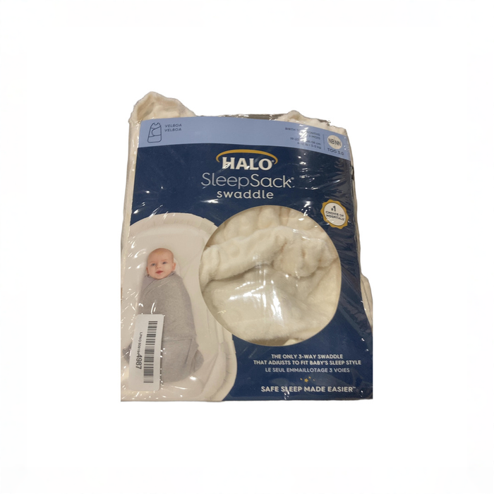 Shop Halo Sleepsack Swaddle Plushy Dot Velboa, Cream, Newborn at GoodBuy Gear