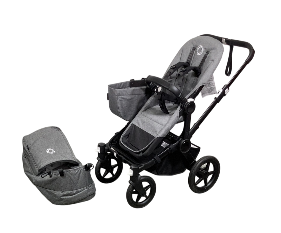 fold bugaboo donkey 5 Bugaboo Donkey 5 Mono Stroller, Black, Grey Melange, 2024, No Canopy