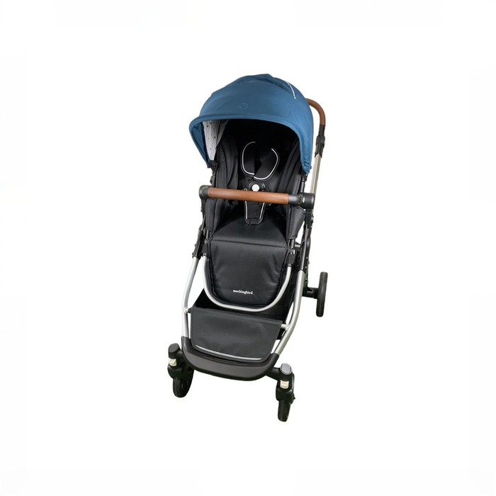 Shop Mockingbird Single to Double 2.0 Stroller, 2025, Sea, Silver With Penny Leather, Watercolor Drops at GoodBuy Gear