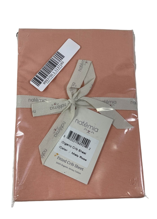 used Natemia Organic Cotton Fitted Crib Sheet, Misty Rose