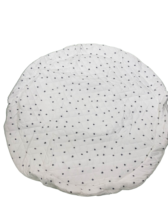 used Poppyseed Play Extra Padded Round Play Mat,  Black Squiggle Dot