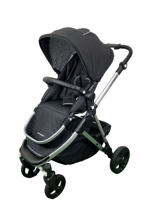 Mockingbird Single 2.0 Stroller, 2025, Black, Silver With Black Leather, Watercolor Drops