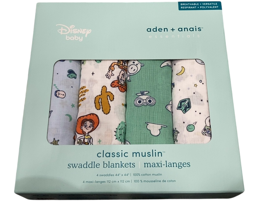 Shop Aden + Anais Cotton Muslin Swaddle, 4 Pack, 44" x 44", Classic Muslin, Toy Story at GoodBuy Gear