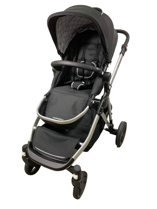 used Mockingbird Single to Double Stroller, 2023, Silver with Black Leather, Windowpane, Black