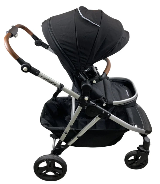 Mockingbird Single to Double 2.0 Stroller, 2024, Black, Silver With Penny Leather, Windowpane