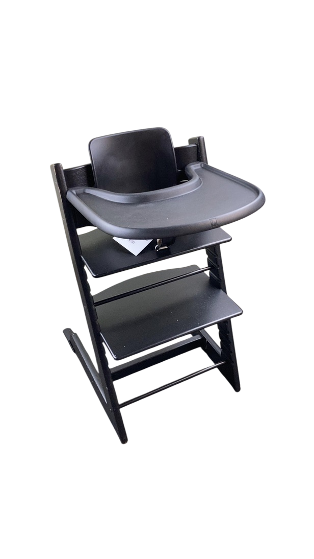 stokke high chair black Stokke Tripp Trapp High Chair with Baby Set and Tray, Black, Black