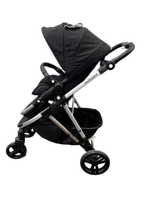 secondhand Mockingbird Single Stroller, 2020, Black, Watercolor Drops, Silver With Black Leather