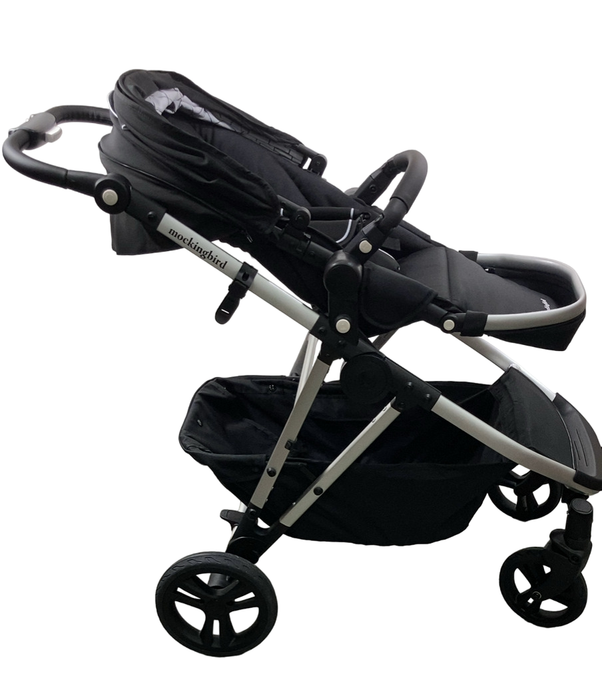 Shop Mockingbird Single to Double 2.0 Stroller, 2024, Black, Silver With Black Leather, Windowpane at GoodBuy Gear