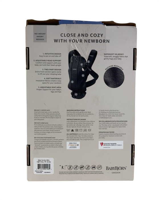Shop BabyBjorn Baby Carrier Mini, Light Gray 3D Jersey at GoodBuy Gear