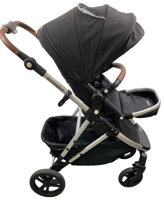 Mockingbird Single 2.0 Stroller, 2025, Black, Silver With Penny Leather, Windowpane