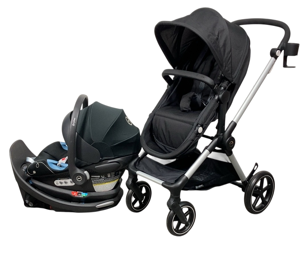cybex eos travel system Cybex Eos and Aton G Swivel Travel System, Moon Black, Silver Frame, 2
