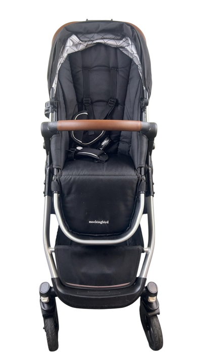 Shop Mockingbird Single to Double 2.0 Stroller, 2023, Black, Silver With Penny Leather, Windowpane at GoodBuy Gear