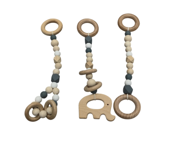 Shop Poppyseed Play Wooden Baby Gym, Natural Wood w/ Gray Toys at GoodBuy Gear