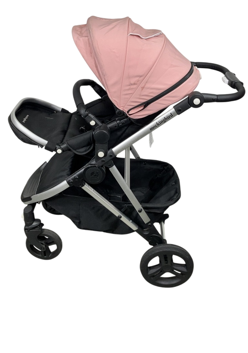 Shop Mockingbird Single 2.0 Stroller, 2024, Bloom, Silver With Black Leather, Watercolor Drops at GoodBuy Gear