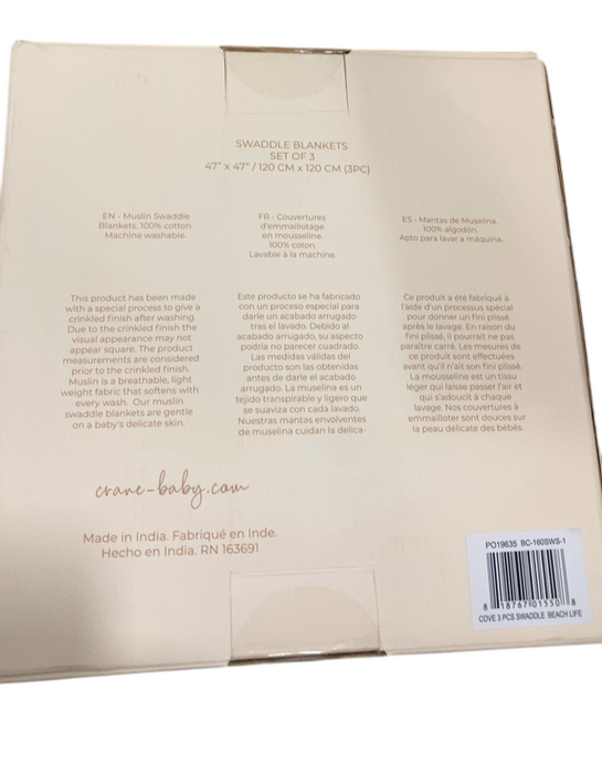 Shop Crane Baby Cotton Muslin Swaddle Blankets Set of 3, Beach Life at GoodBuy Gear